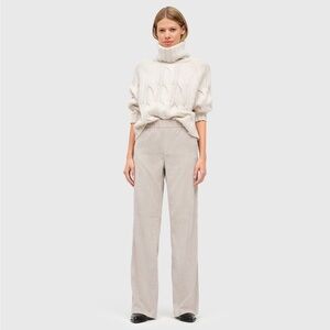 MAC Jeans Collection Chiara Wide Leg Pull On Corduroy Pants Sand Beige Size 36